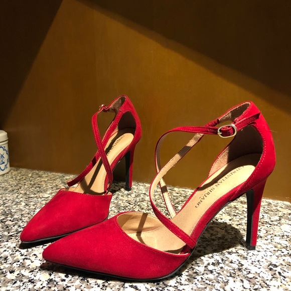 Red Suede High Heels - Picture 3 of 5